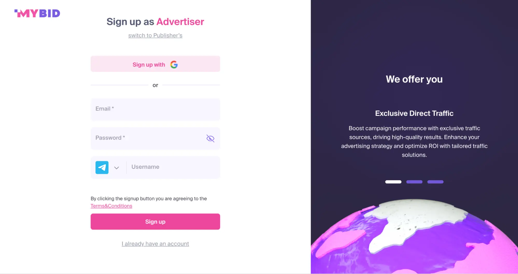 Главная страница MyBid
