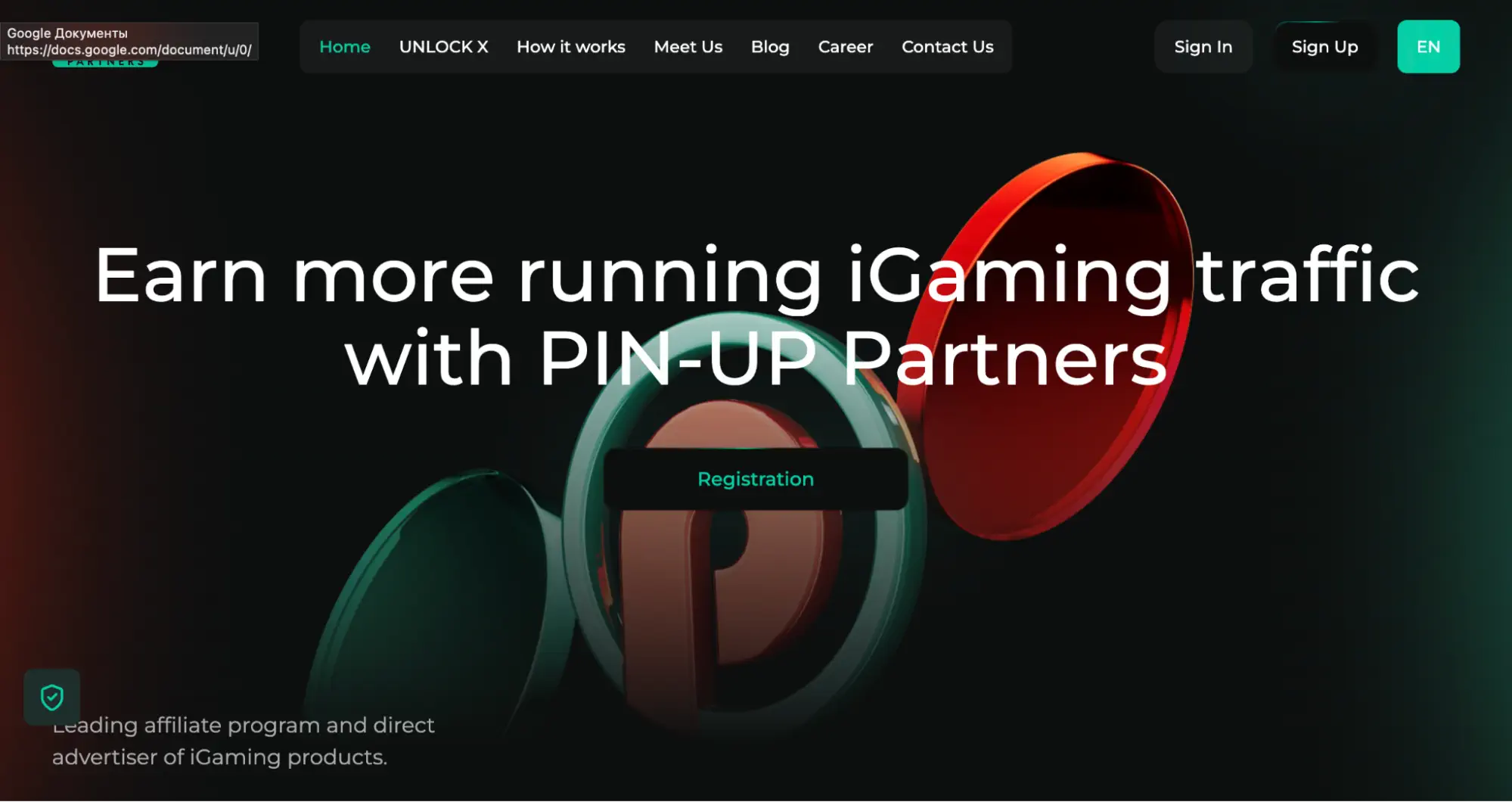 Главная страница Pin-Up Partners